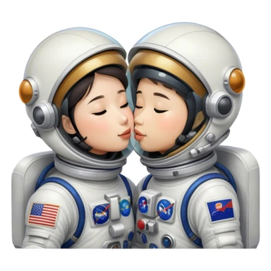 Asian astronaut couple kissing  sticker