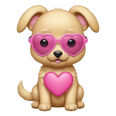 Blonde puppy with pink heart sunglasses sticker