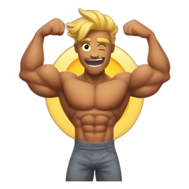 the sun with muscles, flexin his biceps sticker