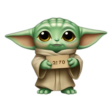 Baby Yoda holding a number 2 sign sticker