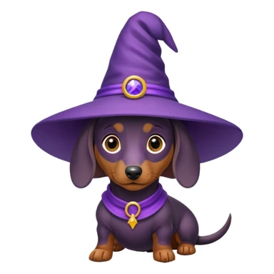 Dachshund dog wear purple wicth hat sticker