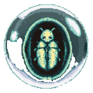 MRI embryo digital fetal small shape in otherworldly bubble, eerie, horror, pupa, crystalis, in-utero sticker