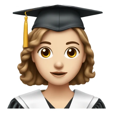 white girl with brown hair and eyes with a graduation attire sticker