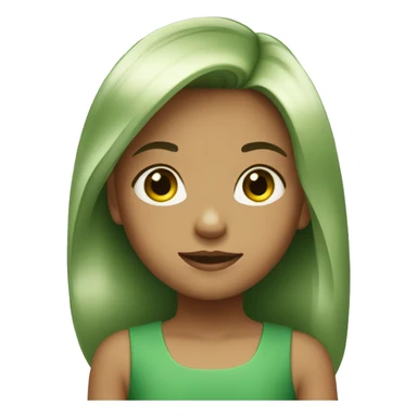 little girl with green dress straight hair sticker