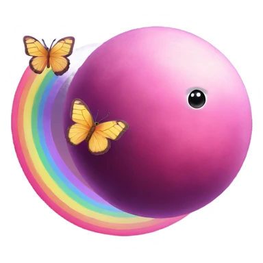 pink planet with a rainbow and butterfly  sticker
