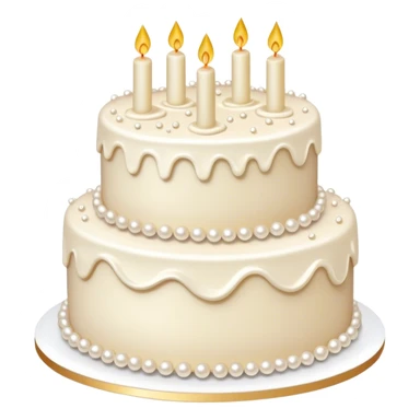 Realistic white wedding layered cake with vanilla icing, pearl sprinkles sticker