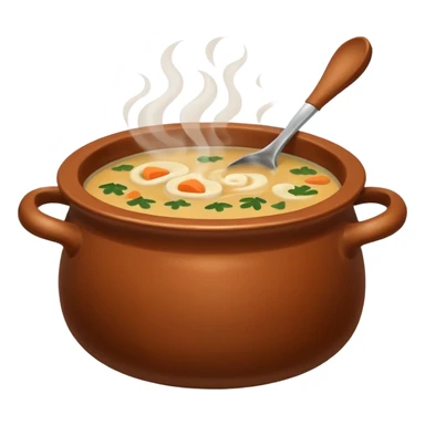 brown pot with soup sticker