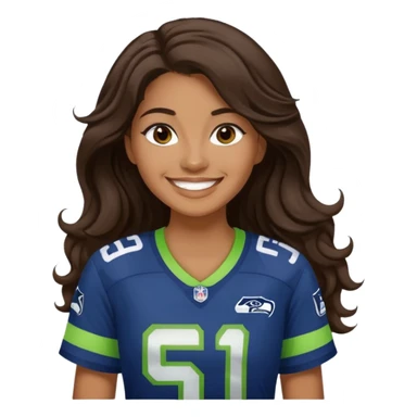 Long wavy Dark brown hair seahawks fan female sticker