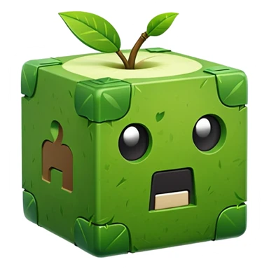 3D Apple style emoticons for Minecraft grass blocks, cube shaped with grass on top sticker