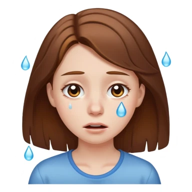 Girl with brown hair crying sticker