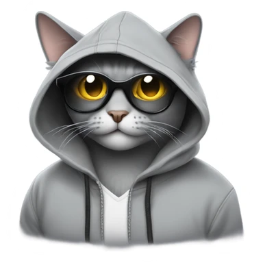 Gray Cat programmer in hoodie in sunglasses hack the system sticker