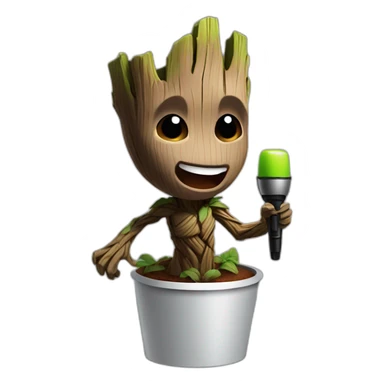 Groot sing karaoke sticker