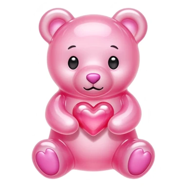 pastel pink jelly bear with a pink jelly heart sticker