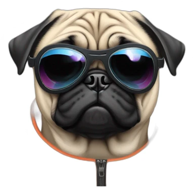 pug with black sunglasses and wearing a cyberpunk suit sticker
