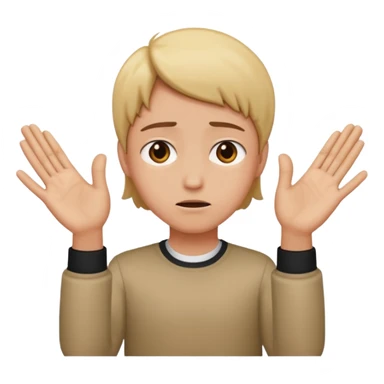 A person with disappointment on their face with their hands open facing palm up in front of them sticker