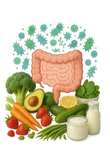 dieta low FODMAP + flora bilanciata, iperrealistica 4k sticker