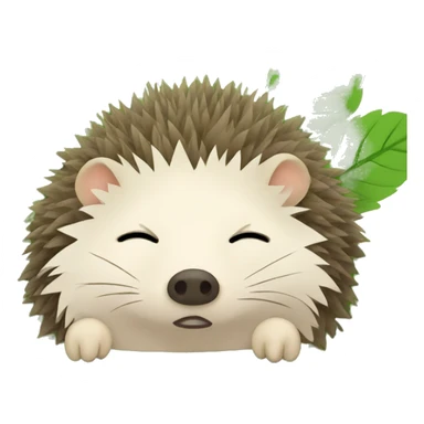 hedgehog sleeping with leaves sticker