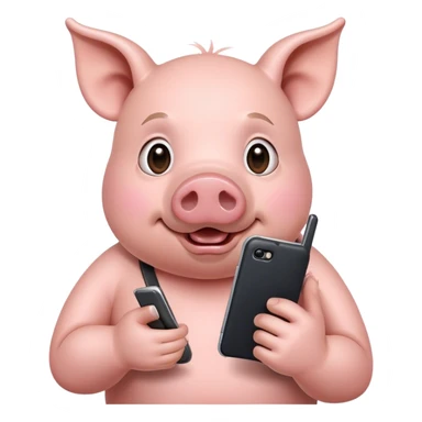 Pig texting with a phone  sticker