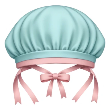 A standalone bonnet emoji, soft fabric, pastel-colored, with a delicate ribbon tie — no face or background sticker