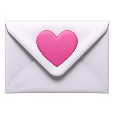 A 3D render of a white letter envelope with a vibrant pink heart sticker, clean background sticker