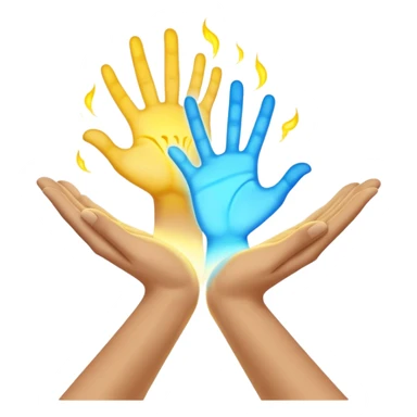 a normal hand being held by 2 hands, a glowing blue hand and a glowing yellow hand souls... hope and comfort from the past and futur sticker