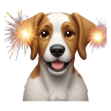 Dog with firework sticker