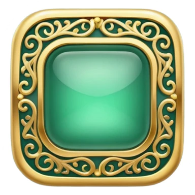 Jade and gold filigree style rounded square icon button sticker