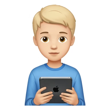 teen boy playing with a tablet sticker