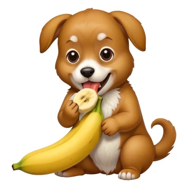 dog eating banana sticker