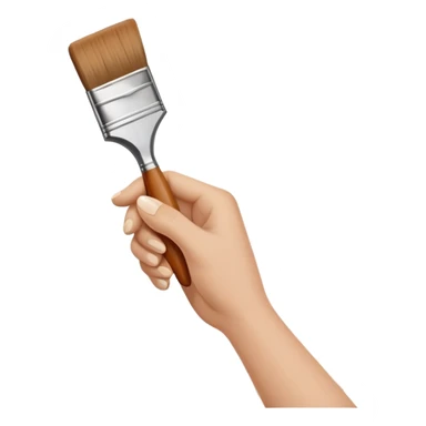 hands holding a paintbrush painting on a canvas, simple and friendly sticker