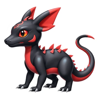 Cute Shiny Guilmon-Salandit-Umbreon-Fakémon-hybrid-creature (full body)  sticker