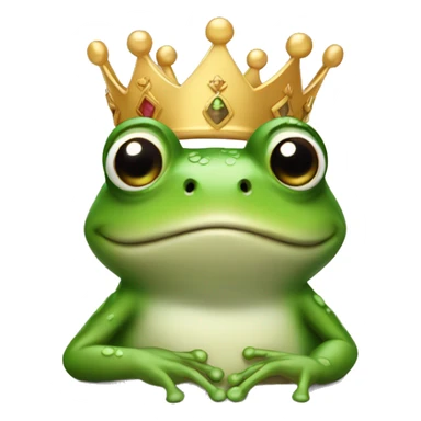 a frog with a crown in his hands sticker