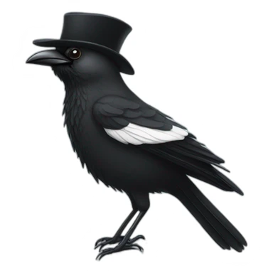 Magpie with a great beard and handlebar moustache sticker