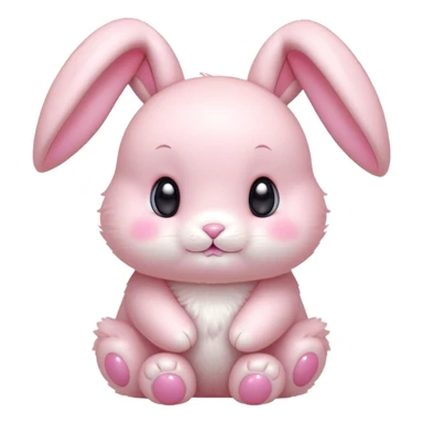 Cinematic adorable pastel pink bunny, chubby cheeks, tiny paws, sparkling round eyes, soft fur with a gentle glow, slightly tilted head, wearing a tiny bow, irresistibly cute and heartwarming. sticker