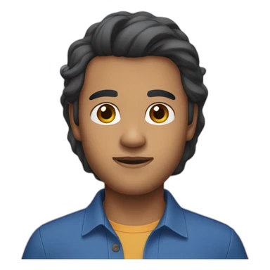 indian with light brown skin uniqlo blue shirt and dark slightly wavy hair sticker