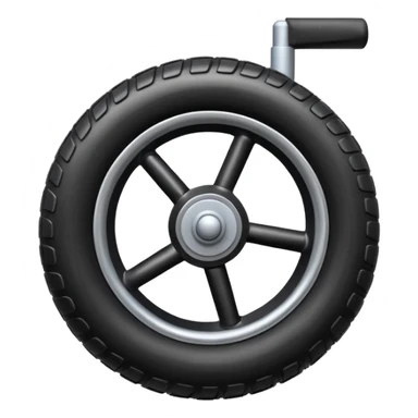 he aircraft's landing gear is one inflated, plump wheel with a strut, black in color sticker