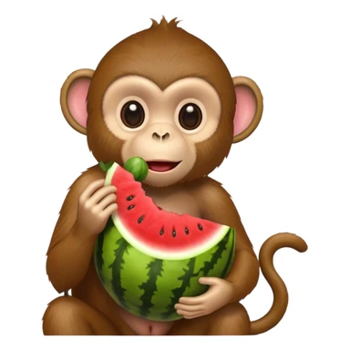 Monkey eating a watermelon sticker