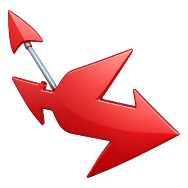 3D Apple style emoji of a pointed arrow, sleek and shiny, vibrant colors, floating on white background, soft shadows, high detail, playful and cute. sticker