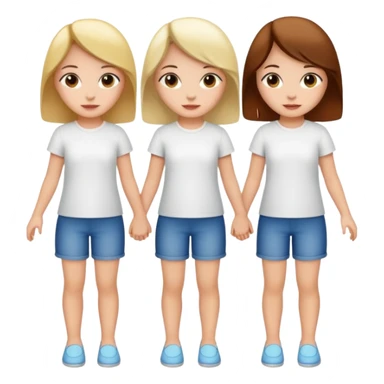 3 girls holding hand wearing white shirt sticker