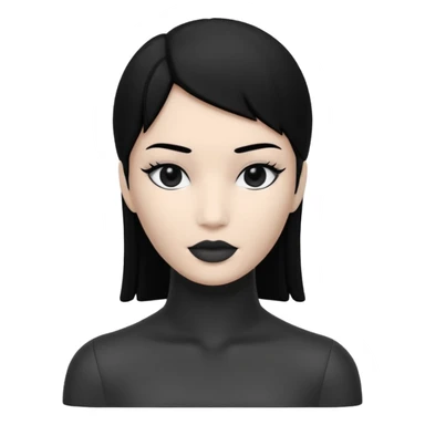 Matte black mannequin in the style of a default avatar. Monochrome with no lines. The eyes should be as matte black as the hair. sticker