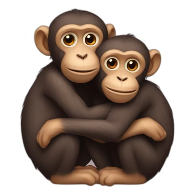 Two monkeys hugging each other sticker
