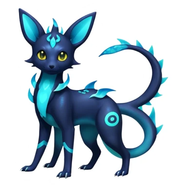 Shiny Aural Iridescent Fluorescent Bioluminescent Umbreon-Amaura-Salandit-Vaporeon-Fakémon-fusion (full body) sticker