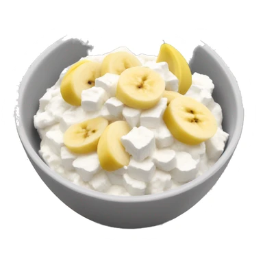Cottage cheese in a bowl with banana slices as a topping sticker