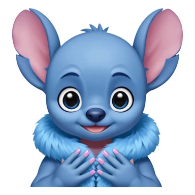 Stitch with girly nails sticker