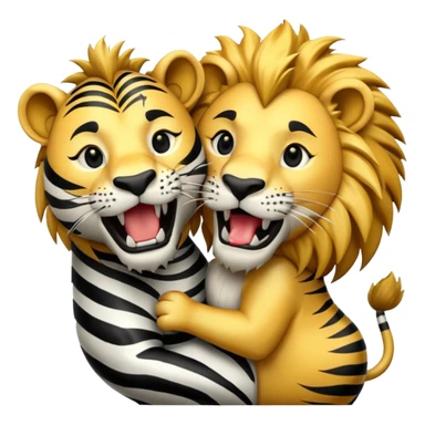 lion biting zebra sticker