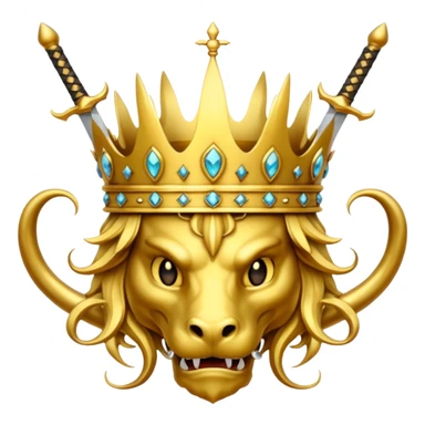 crown with swords and gold dragons  sticker