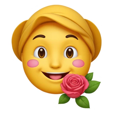 Simple emoji with a rose in his mouth sticker