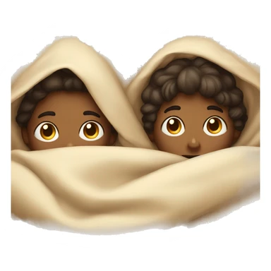 boy and girl laying under a blanket sticker