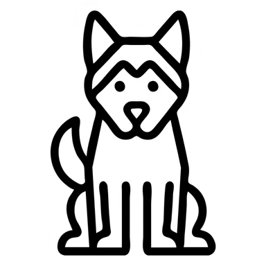 minimalistic icon of a black husky dog, full body, facing forward sticker
