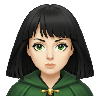 claudia winkleman as a traitor with a green cloak and black eyeliner sticker